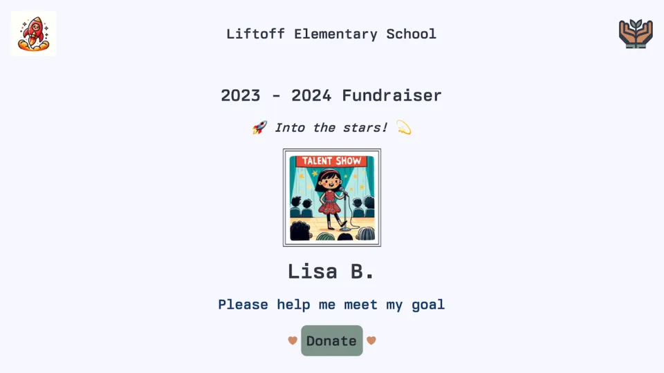 Campaign screenshot depicting a child's page
